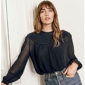 NWT Amour Vert Sheer Black Blouse